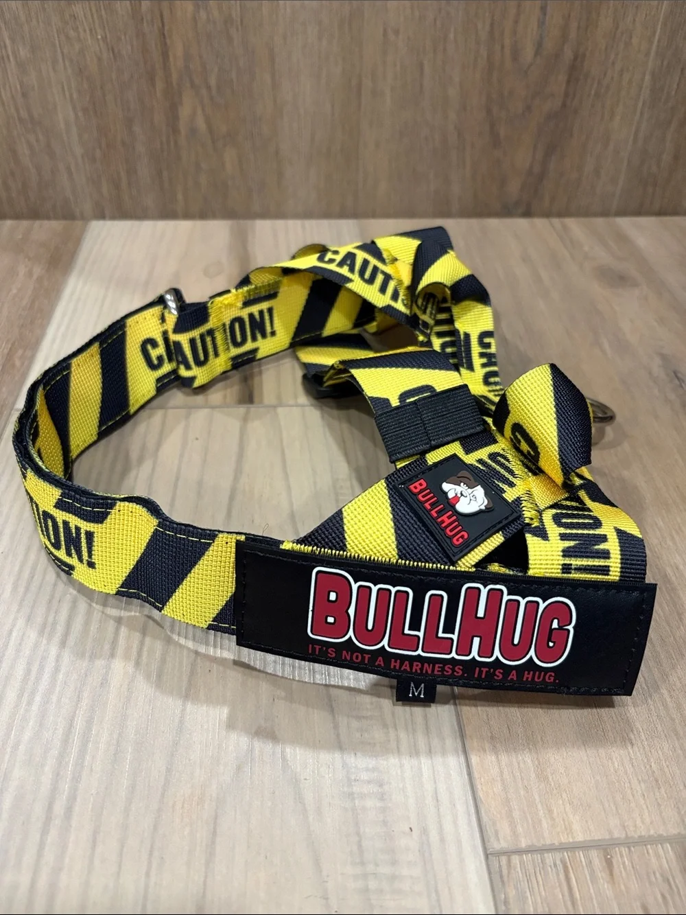 Bullhug Yellow & Black 'Caution' Dog Harness Non Choking Adjustable Bulldog Pug